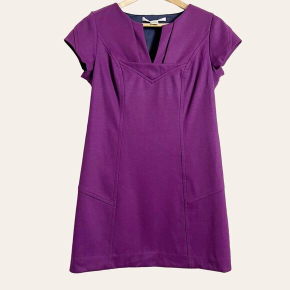 Diane Von Furstenberg Purple Wool Blend Cap Sleeve Mini A-Line Dress Size 8 - Picture 1 of 8